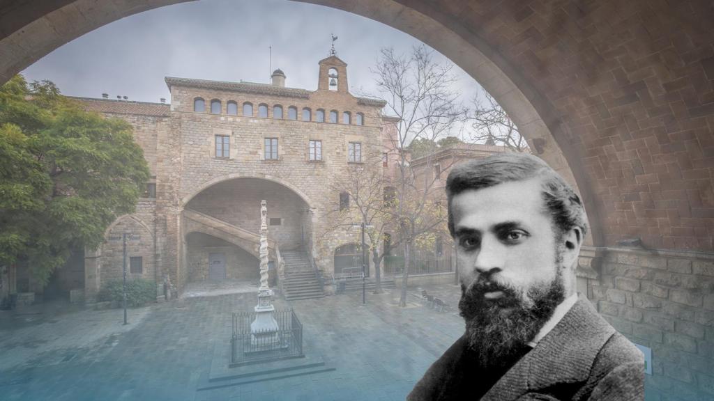 Fotomontaje del antiguo Hospital de la Santa Creu y Gaudí