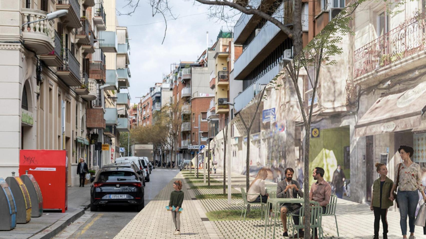 Render de la remodelación de la calle Bogatell en Sant Adrià