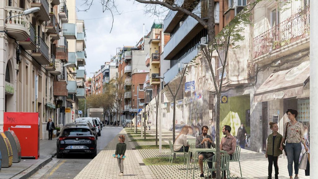 Render de la remodelación de la calle Bogatell en Sant Adrià