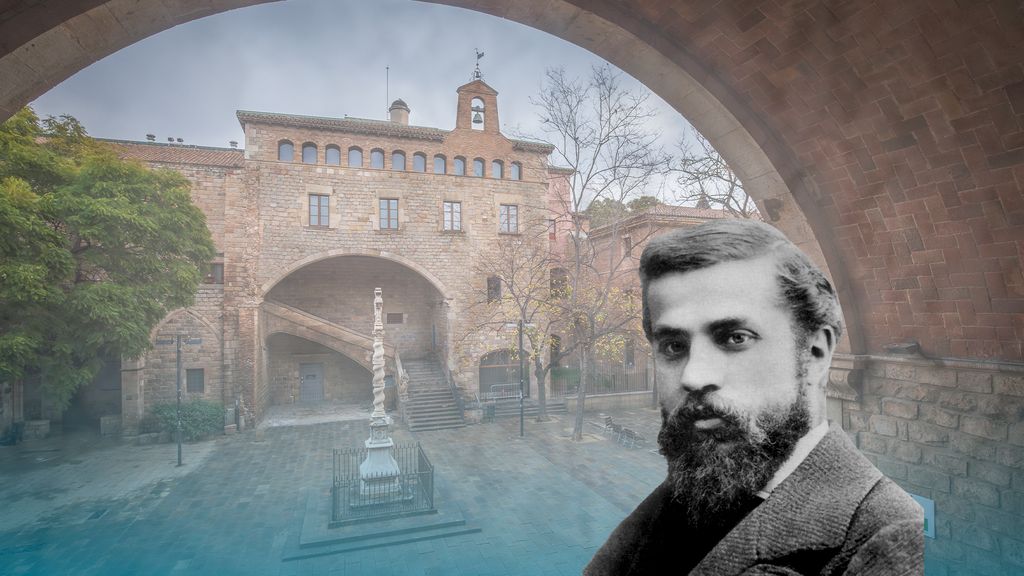 Fotomontaje del antiguo Hospital de la Santa Creu y Gaudí
