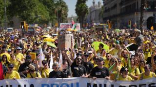 Momento de la manifestación docente de este miércoles, 27 de mayo de 2026, en Barcelona