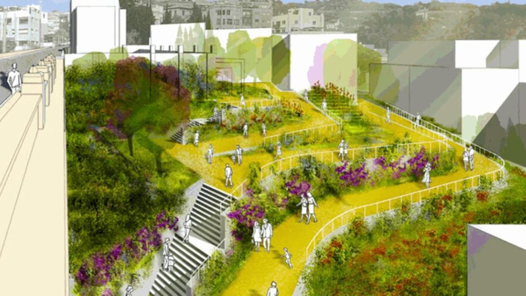 Render del futuro parque Central de Vallcarca