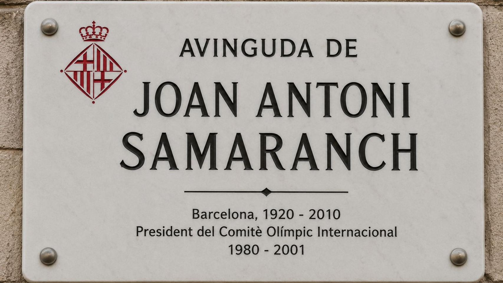 Imagen de la posible placa en homenaje a Joan Antoni Samaranch en Barcelona