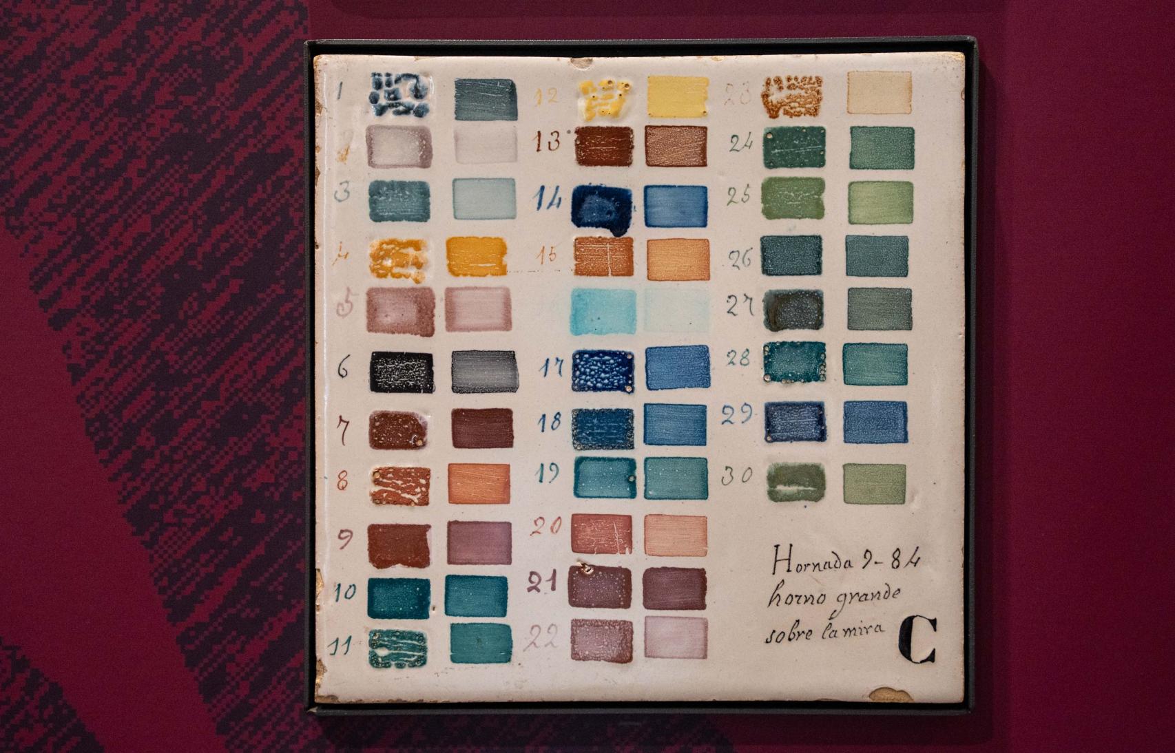 Paleta de colors que es conserva al museu de La Rajoleta d'Esplugues