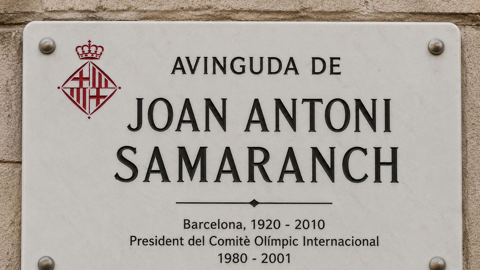Imagen de la posible placa en homenaje a Joan Antoni Samaranch en Barcelona