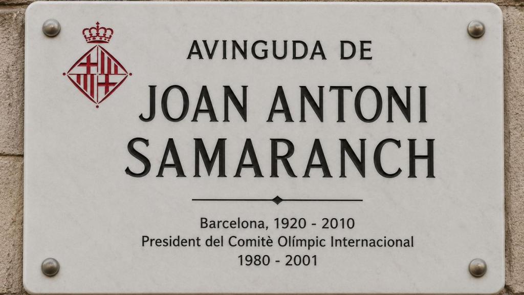 Imagen de la posible placa en homenaje a Joan Antoni Samaranch en Barcelona