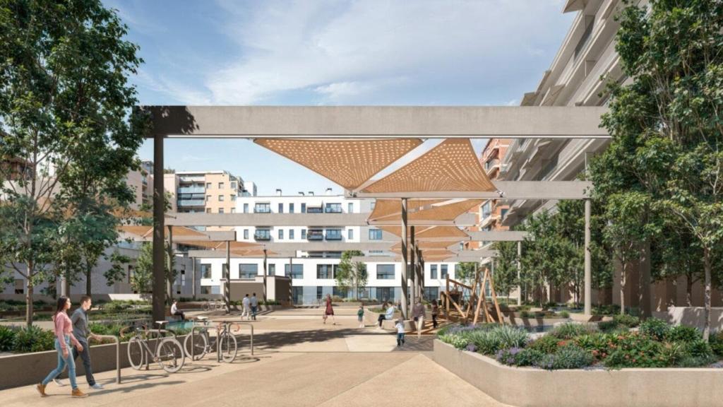 Proyecto de reforma de los jardines de Caterina Albert en un render