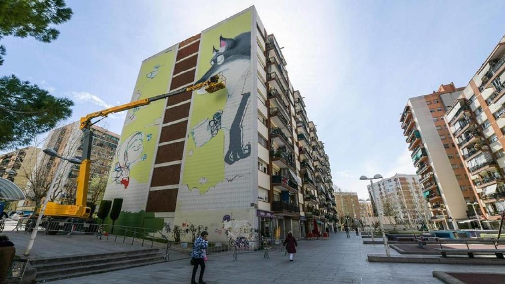 La plaza de la Constitució de Rubí donde ha tenido lugar la pelea tumultuaria
