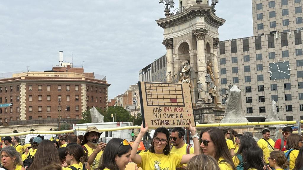 Manifestació de professors i treballadors municipals aquest dimarts, 9 de juny